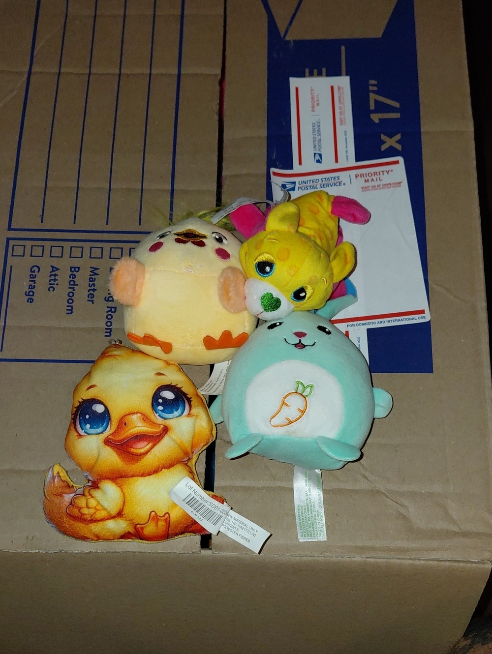 Plush Animal Toy Set - Yellow, Teal, Pink, Orange